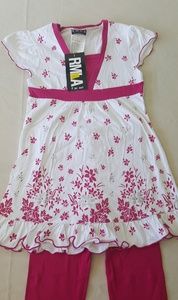 Girls size 6x Top with Leggings Pink White